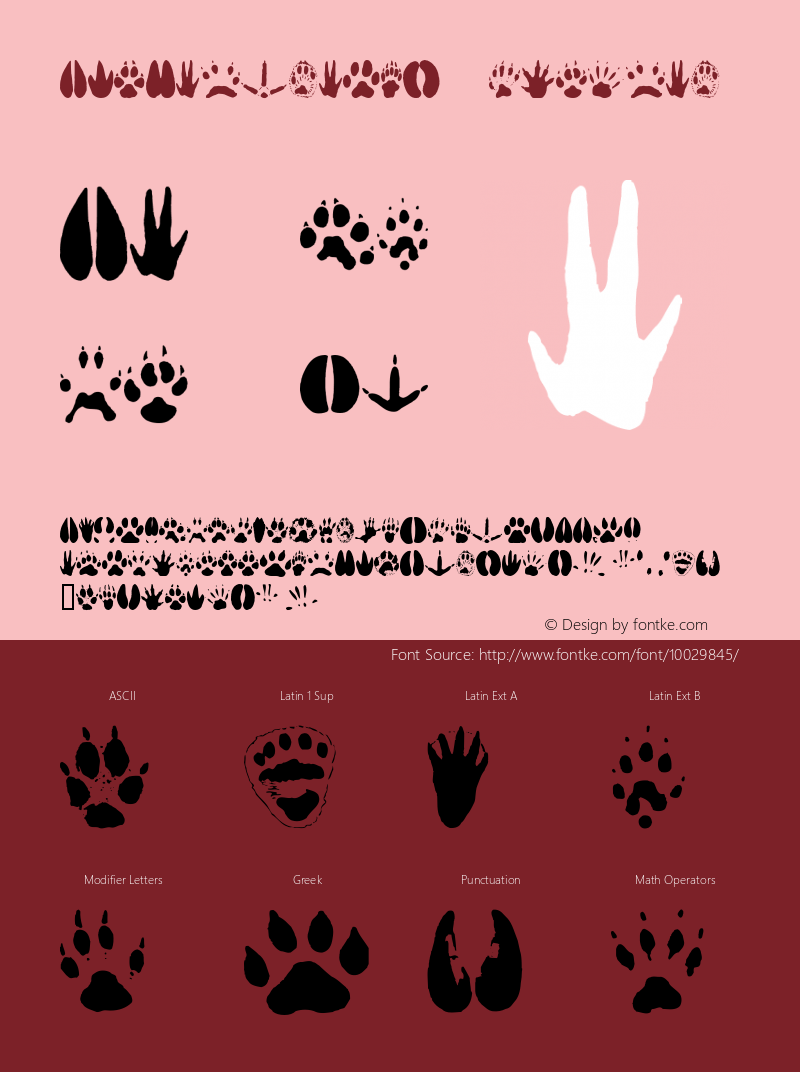 AnimalTracks Regular Altsys Fontographer 4.0.4 3/18/95 Font Sample