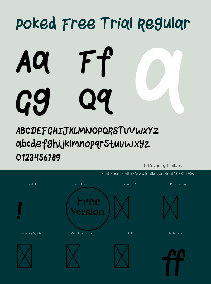 Poked Free Trial Version 1.00;January 29, 2021;FontCreator 13.0.0.2683 64-bit Font Sample