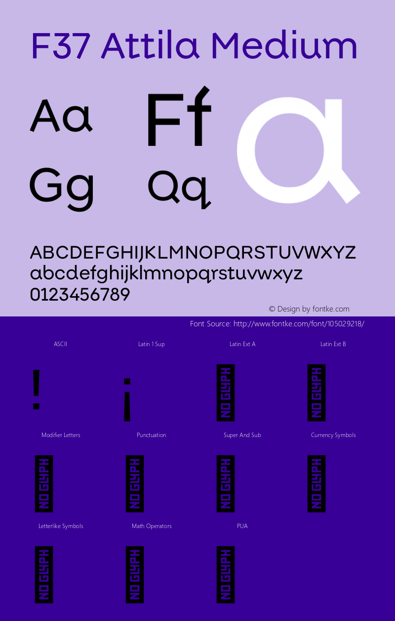 F37 Attila Medium Version 1.000 Font Sample