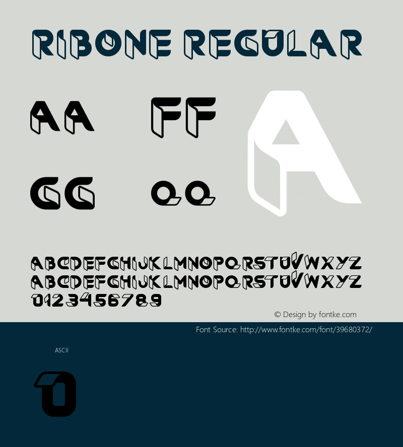 RibOne Version 1.00 August 10, 2016, initial release Font Sample