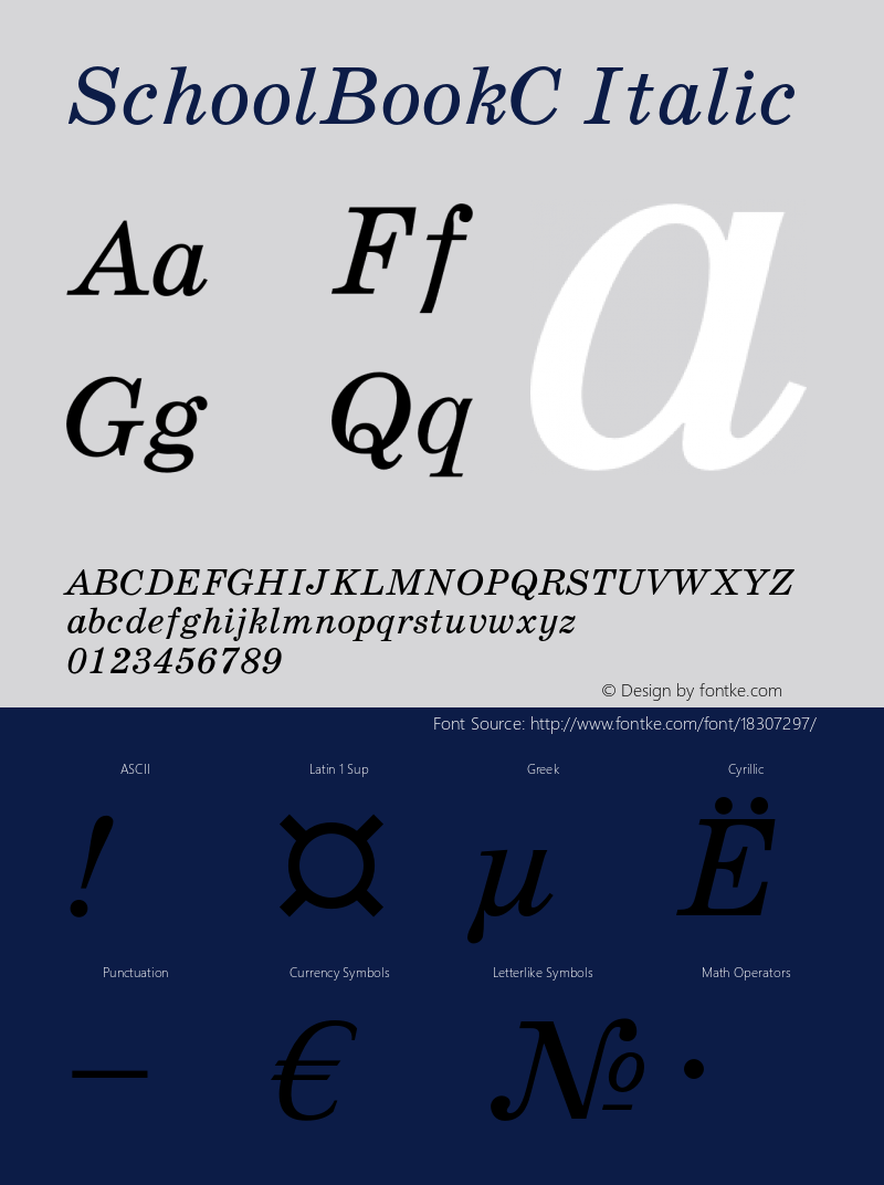 SchoolBookC Italic OTF 1.0;PS 001.000;Core 116;AOCW 1.0 161 Font Sample