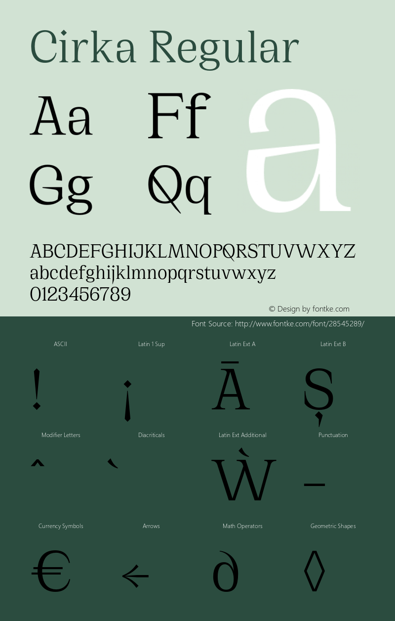 Cirka Regular Version 5.000;PS 005.000;hotconv 1.0.88;makeotf.lib2.5.64775 Font Sample