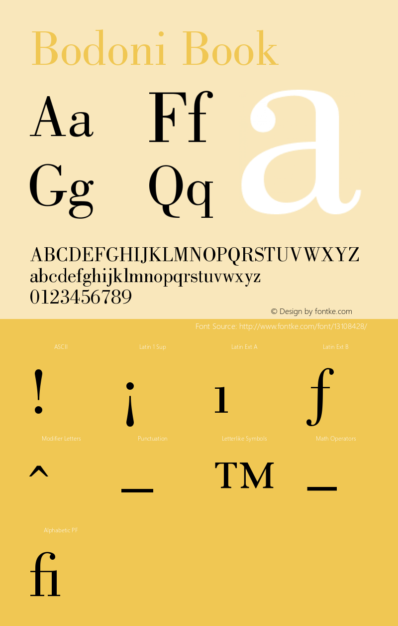 Bodoni Book Version 001.001 Font Sample