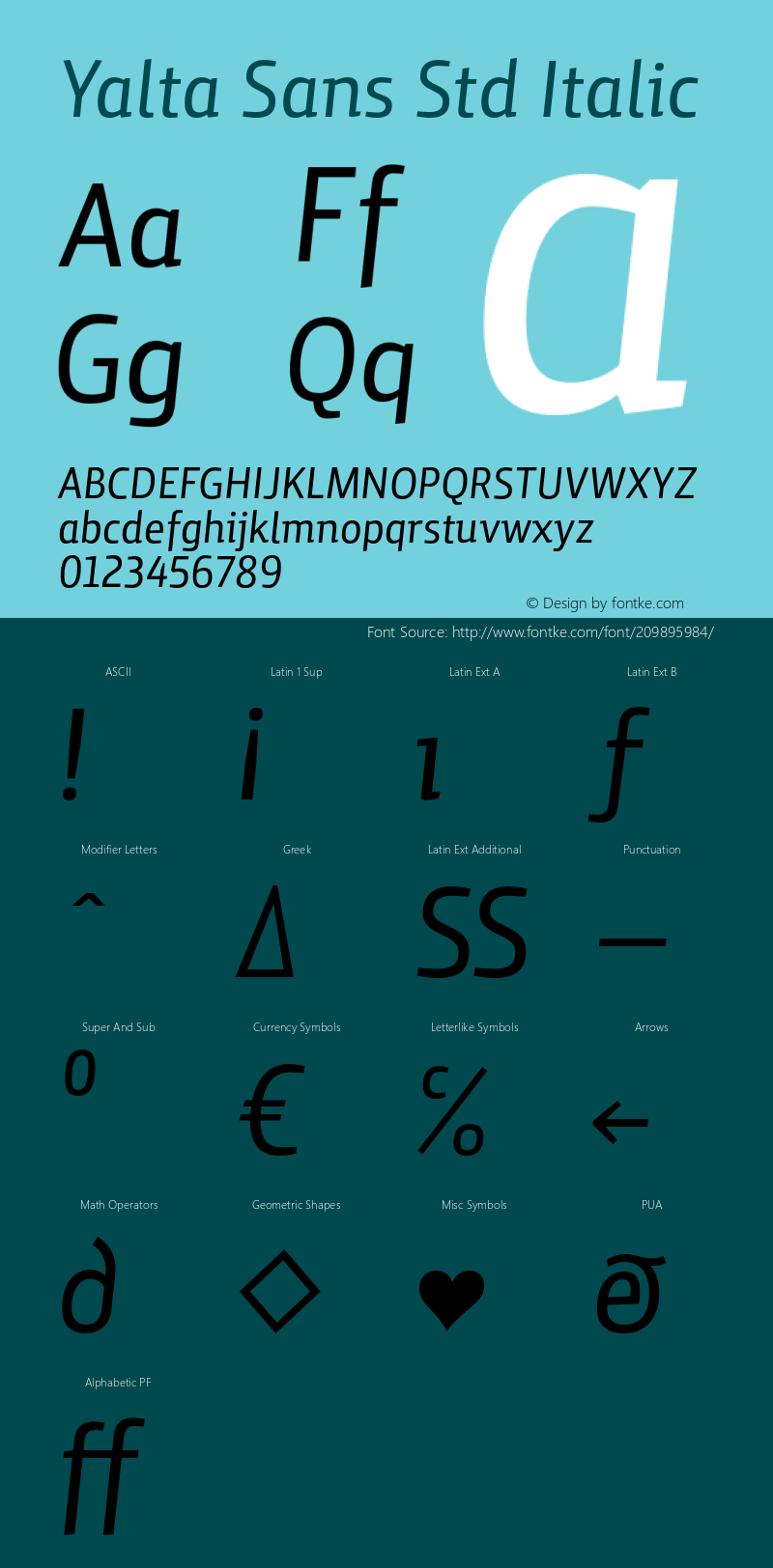 Yalta Sans Std Italic Version 1.000图片样张