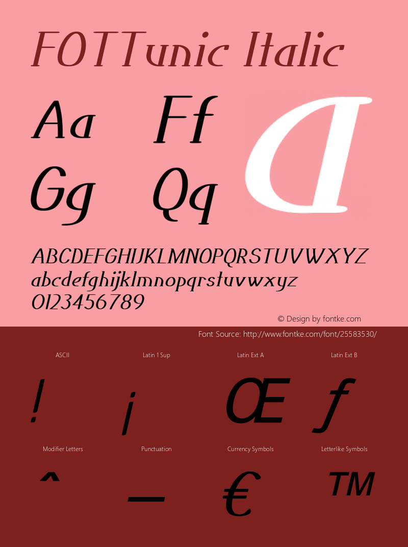 FOTTunic-Italic Version 1.000 Font Sample