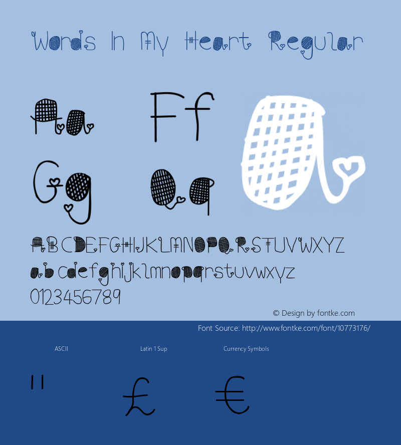 Words In My Heart Regular Version 1.0 Font Sample