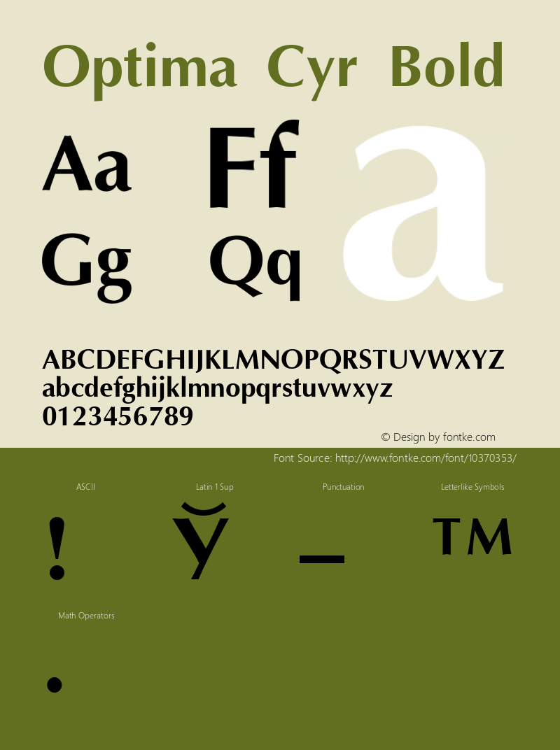 Optima Cyr Bold 001.000 Font Sample