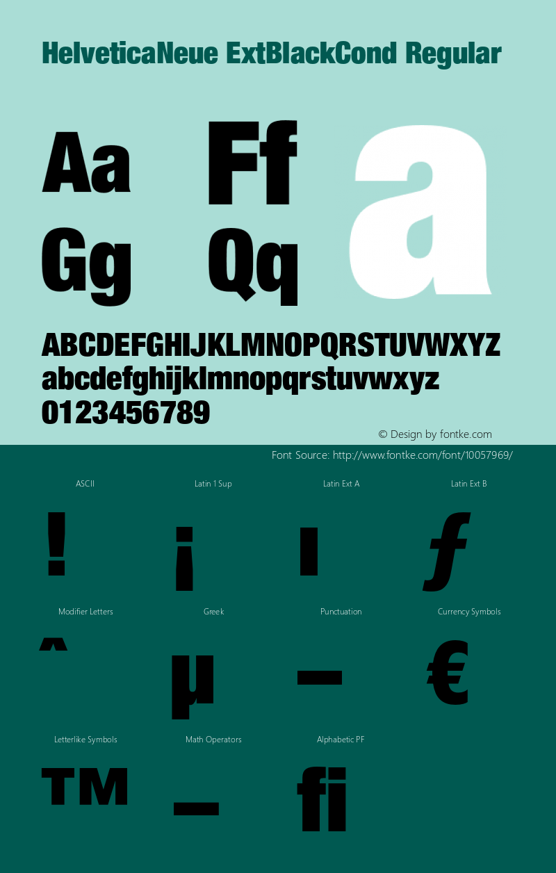 HelveticaNeue ExtBlackCond Regular OTF 1.0;PS 001.000;Core 1.0.22 Font Sample