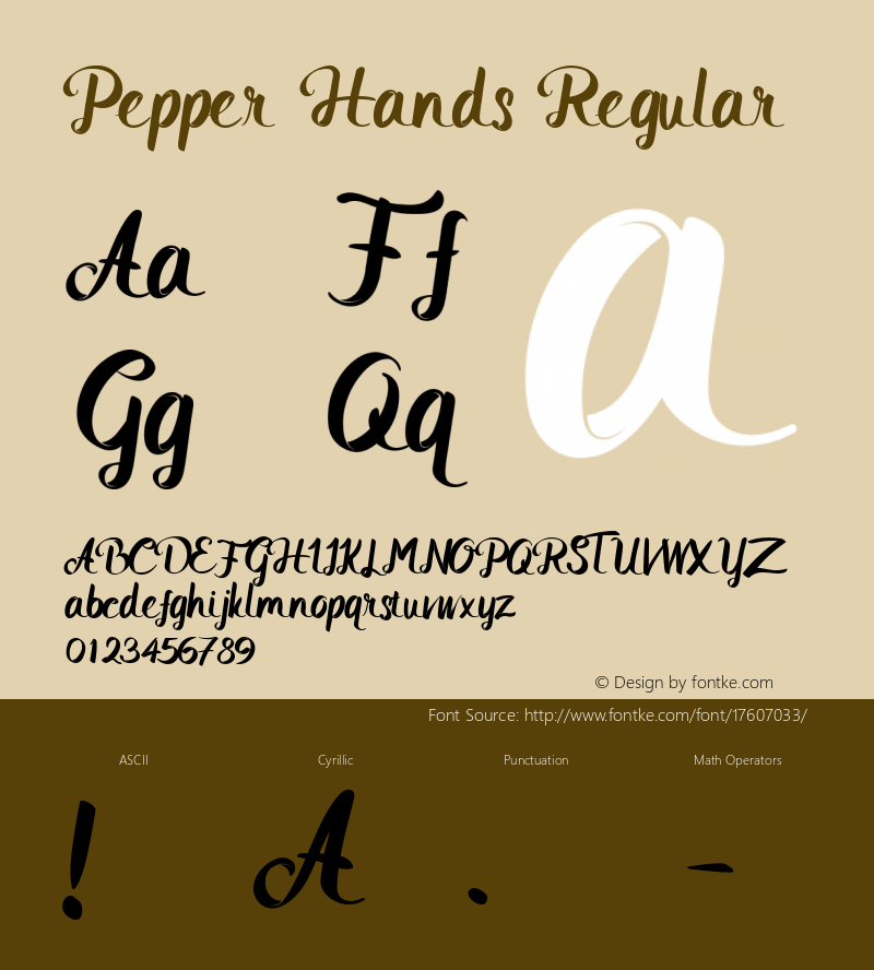 Pepper Hands Regular Version 1.00 August 8, 2016, initial release Font Sample