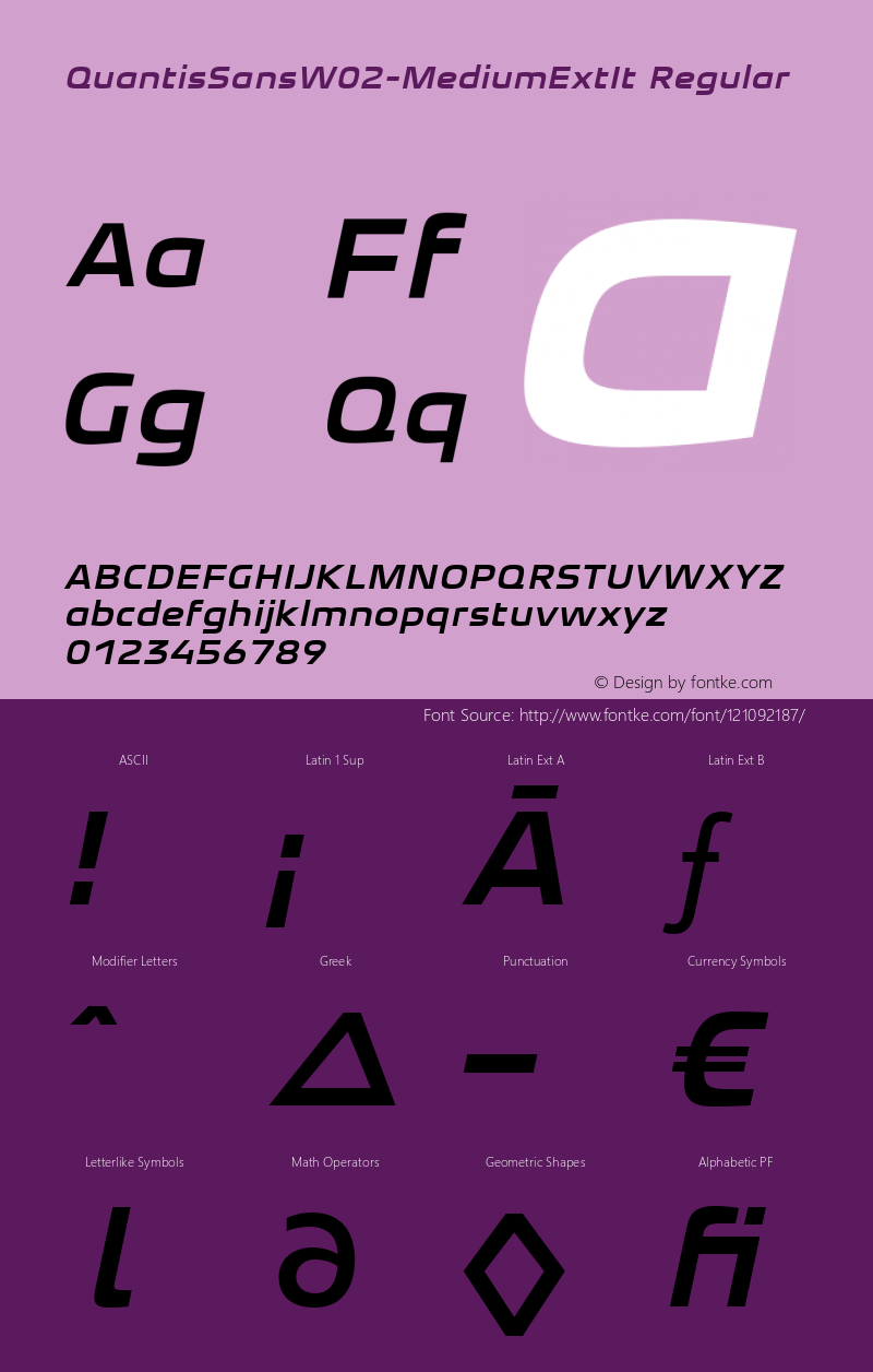 Quantis Sans W02 Medium Ext It Version 1.00 Font Sample