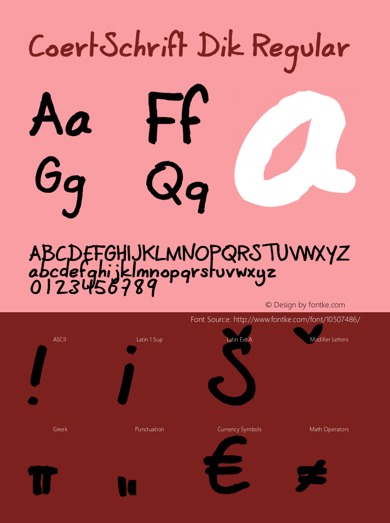 CoertSchrift Dik Regular 001.000 Font Sample