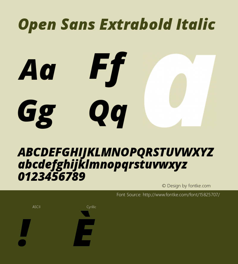 Open Sans Extrabold Italic Version 1.10; ttfautohint (v1.4.1) Font Sample