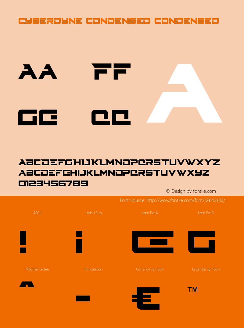 Cyberdyne Condensed Condensed Version 1.0; 2015 Font Sample