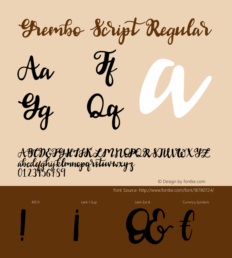 Grembo Script Regular Version 1.00 January 18, 2017, initial release Font Sample