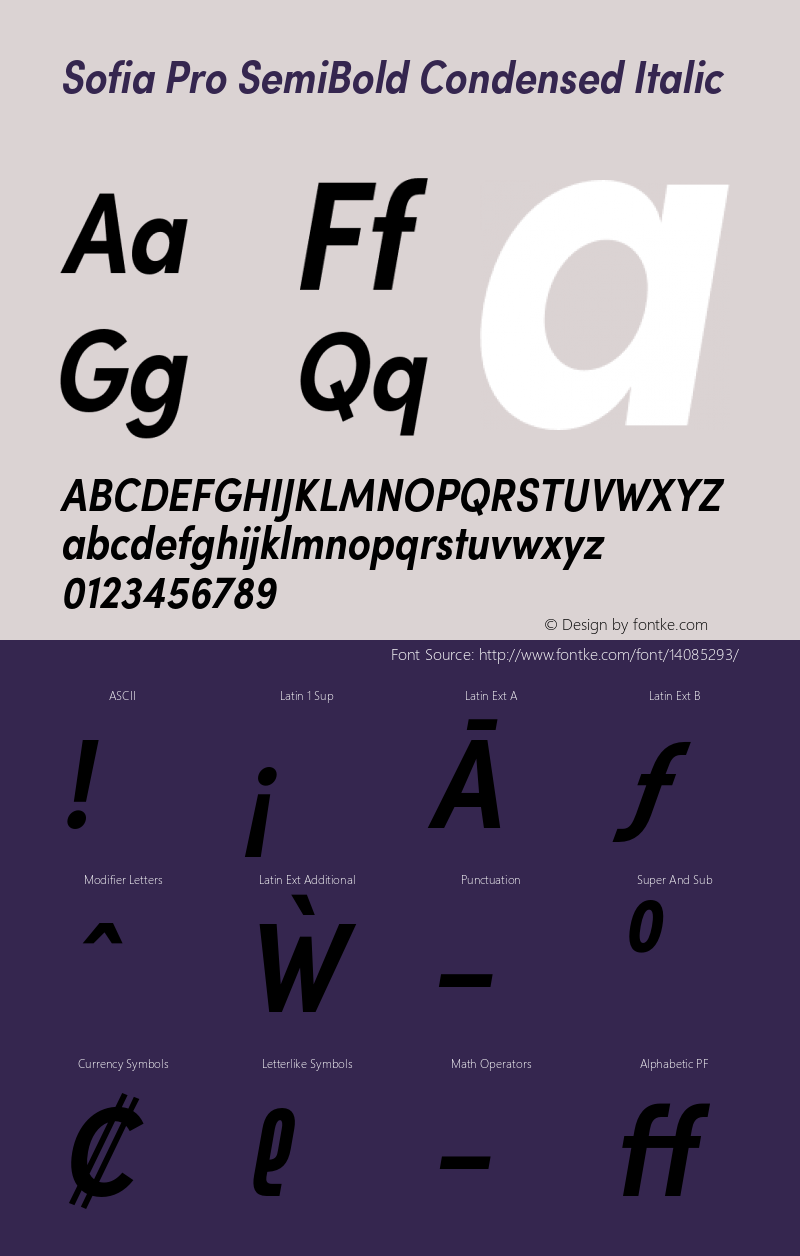 Sofia Pro SemiBold Condensed Italic Version 2.000 Font Sample