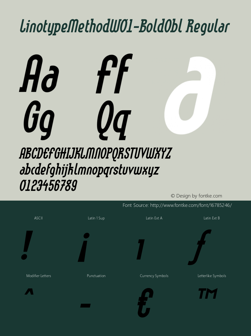 LinotypeMethodW01-BoldObl Regular Version 1.01 Font Sample