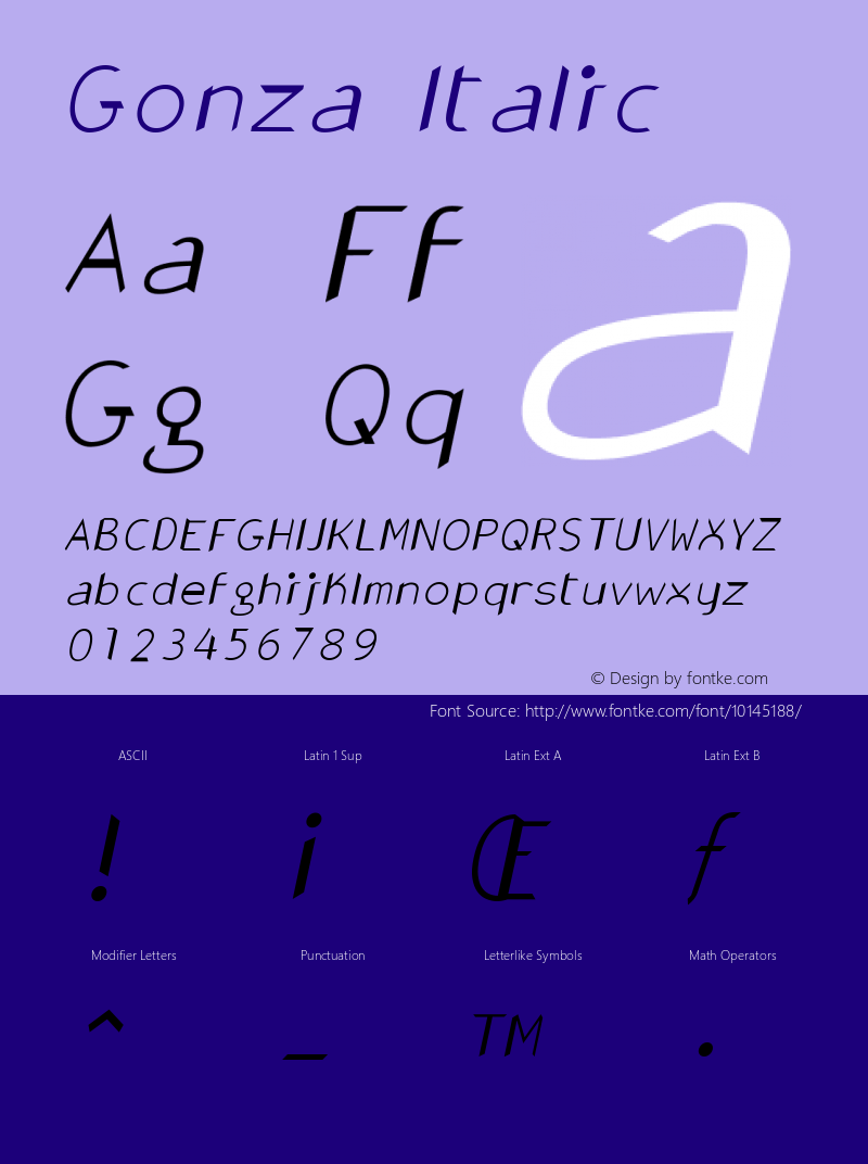 Gonza Italic Version 001.000 Font Sample