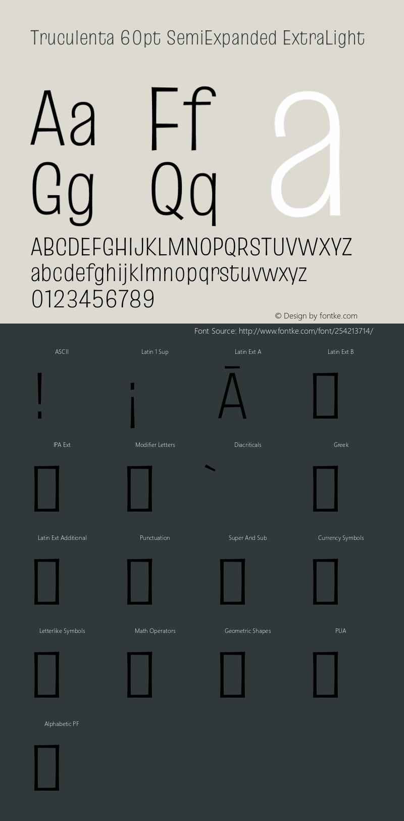 Truculenta 60pt SemiExpanded ExtraLight Version 1.002图片样张