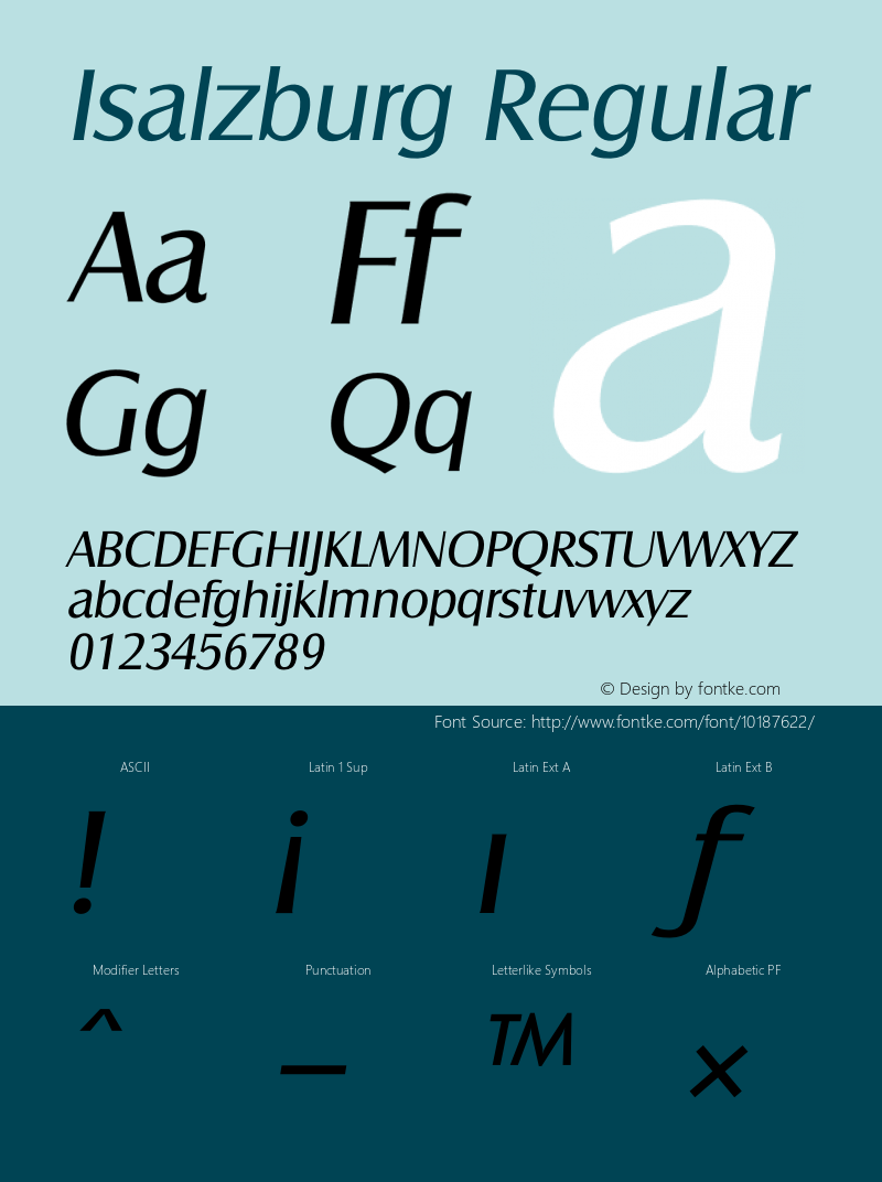 Isalzburg Regular 001.000 Font Sample