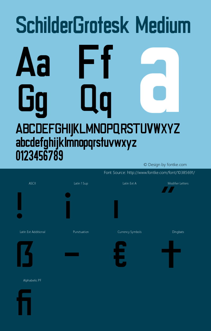 SchilderGrotesk Medium Version 1.2 (06.10.2010) Font Sample