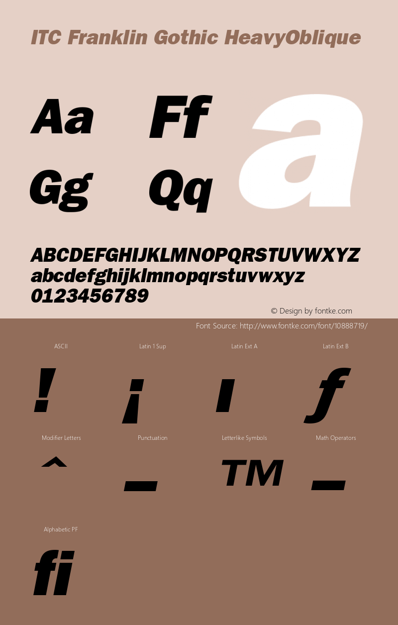 ITC Franklin Gothic HeavyOblique Version 001.002 Font Sample