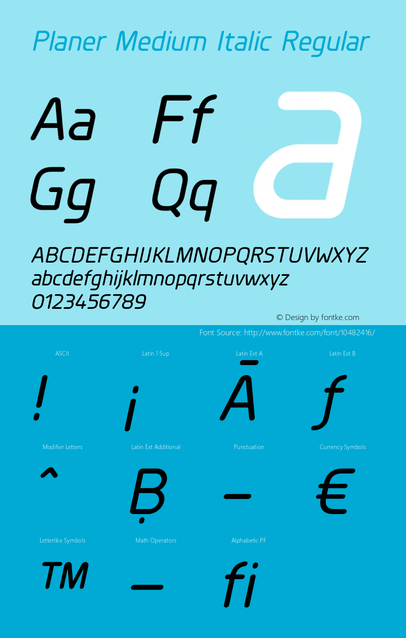 Planer Medium Italic Regular Version 1.001;PS 001.001;hotconv 1.0.56;makeotf.lib2.0.21325 Font Sample