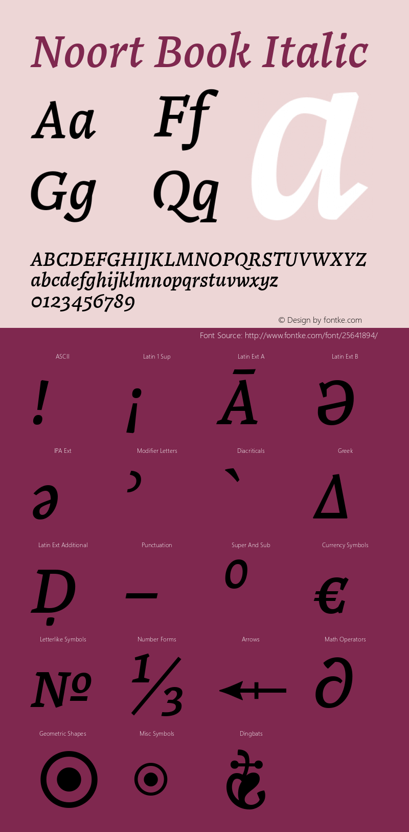 Noort Bk Italic Version 1.001;PS 1.0;hotconv 16.6.51;makeotf.lib2.5.65220 Font Sample