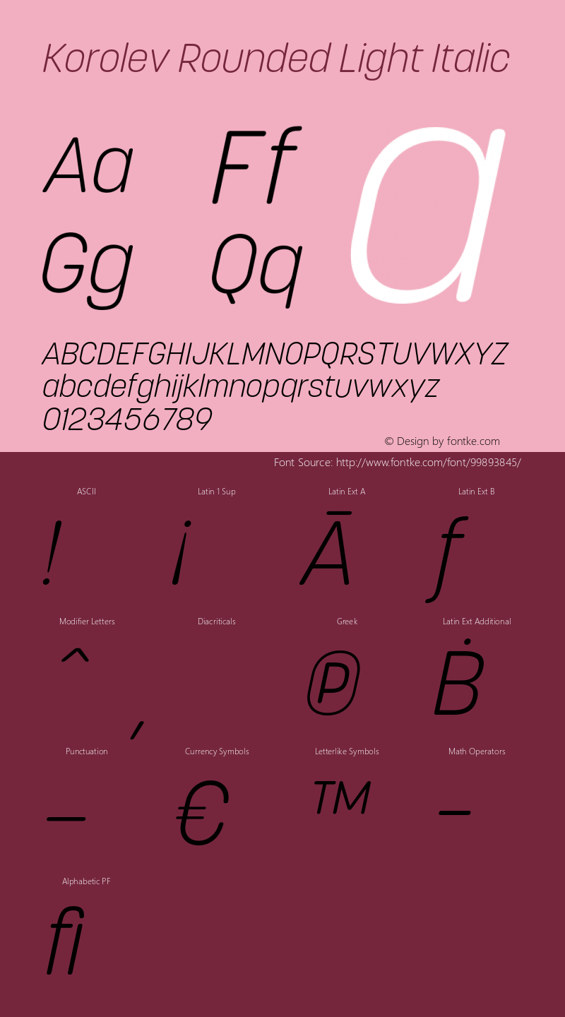 Korolev Rounded Light Italic Version 2.000;hotconv 1.0.109;makeotfexe 2.5.65596 Font Sample