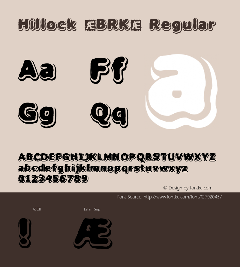 Hillock (BRK) Regular Version 1.22 Font Sample