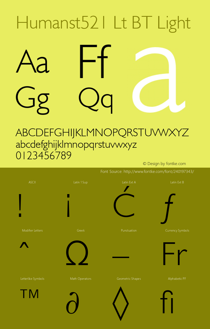 Humanst521 Lt BT Light Version 1.01 emb4-OT图片样张