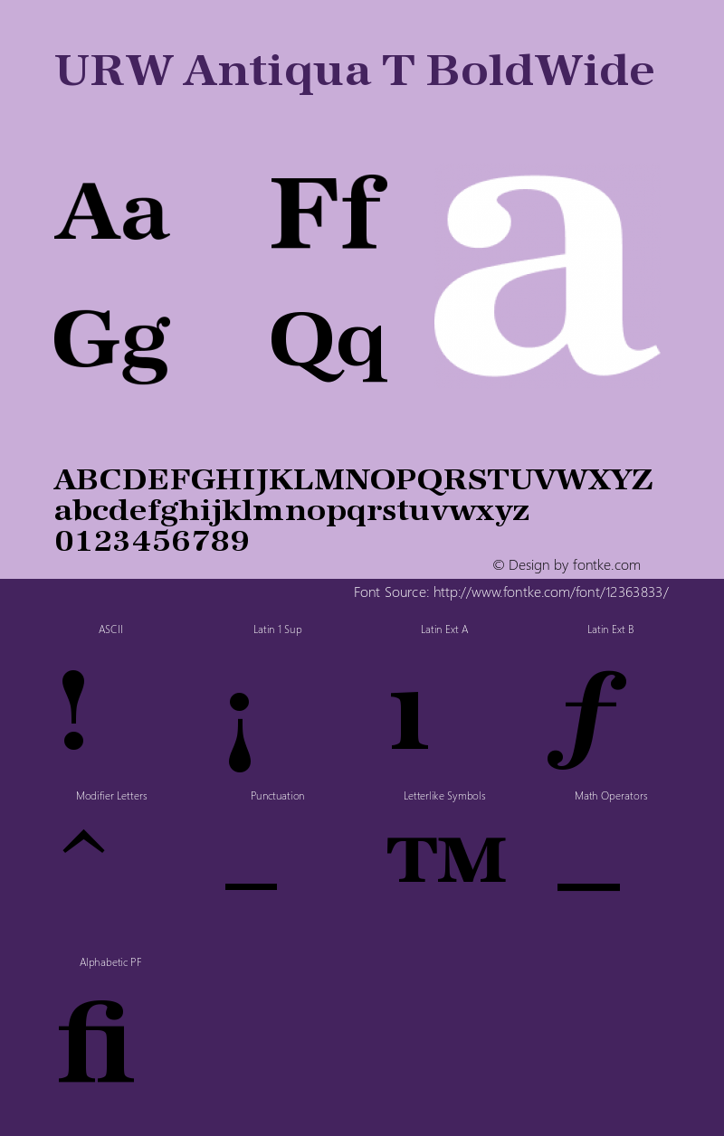 URW Antiqua T BoldWide Version 001.005 Font Sample