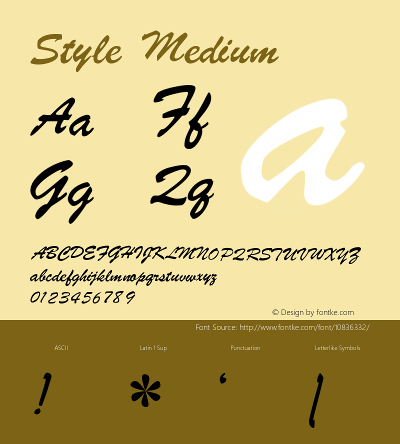 Style Medium Version 001.001 Font Sample