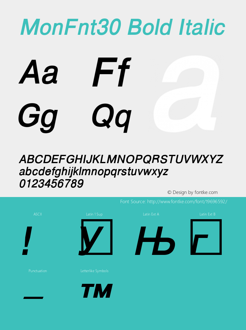 MonFnt30 Bold Italic Version 1.00 Font Sample