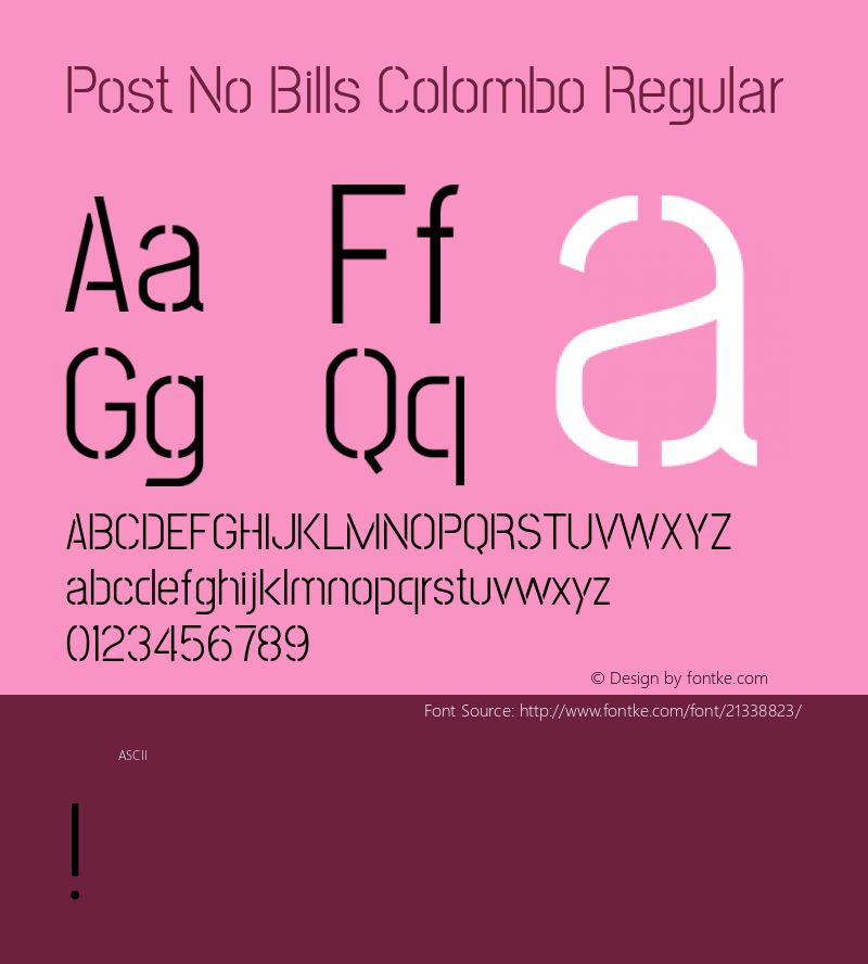 PostNoBillsColombo Version 1.0 Font Sample