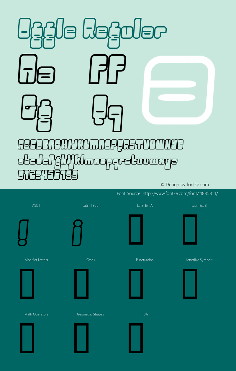 Oggle Regular Macromedia Fontographer 4.1.2 5/10/99 Font Sample