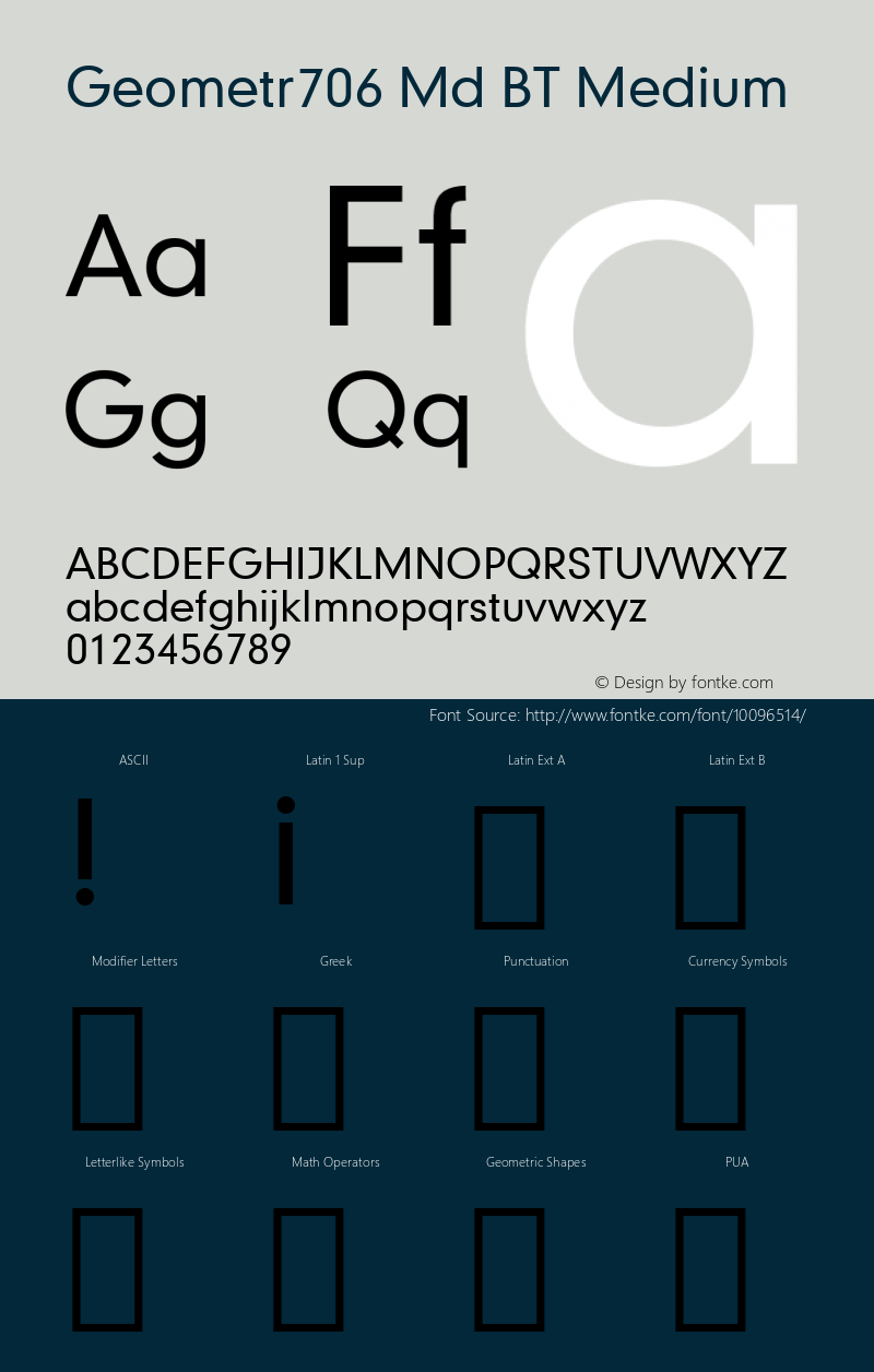 Geometr706 Md BT Medium Version 2.001 mfgpctt 4.4 Font Sample