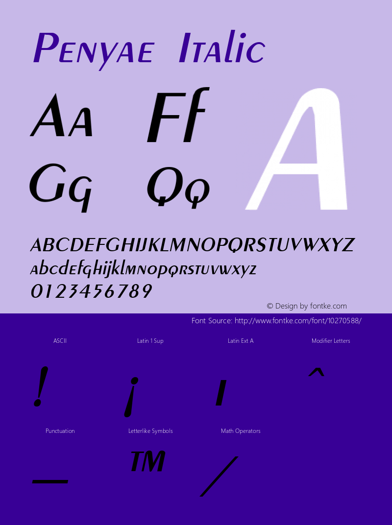 Penyae Italic Weatherly Systems, Inc.  6/13/95 Font Sample