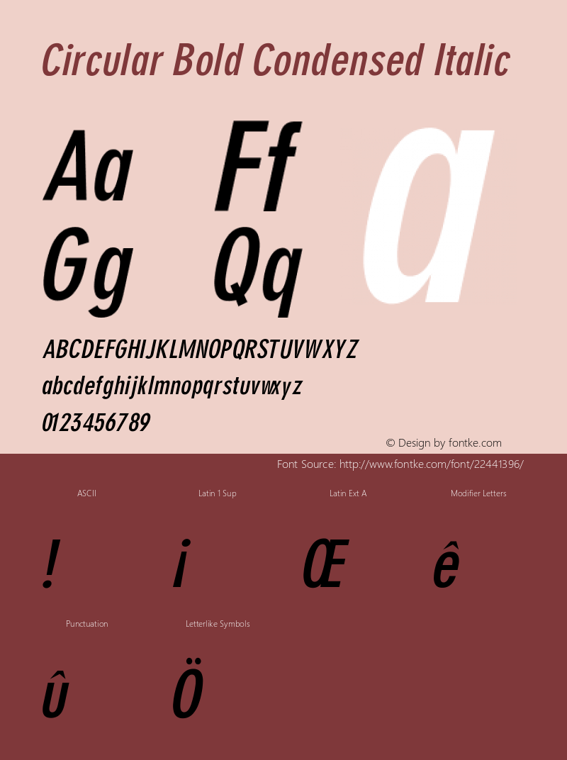 Circular Bold Condensed Italic V1.00 Font Sample