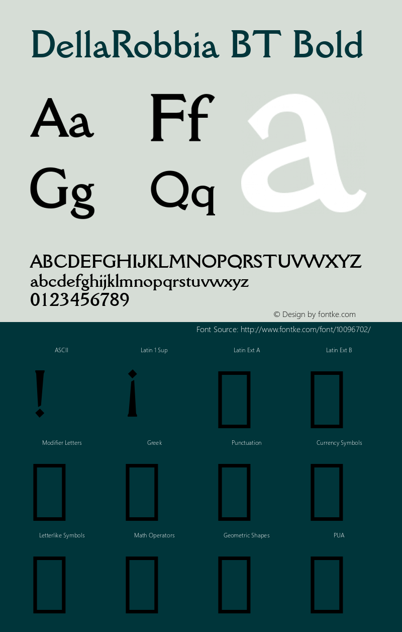 DellaRobbia BT Bold Version 2.001 mfgpctt 4.4 Font Sample