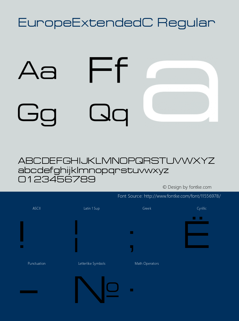 EuropeExtendedC Regular Version 001.001 Font Sample