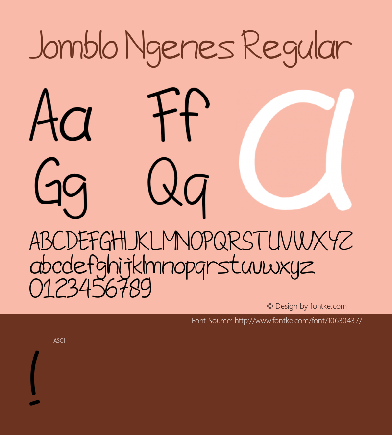 Jomblo Ngenes Regular Unknown Font Sample