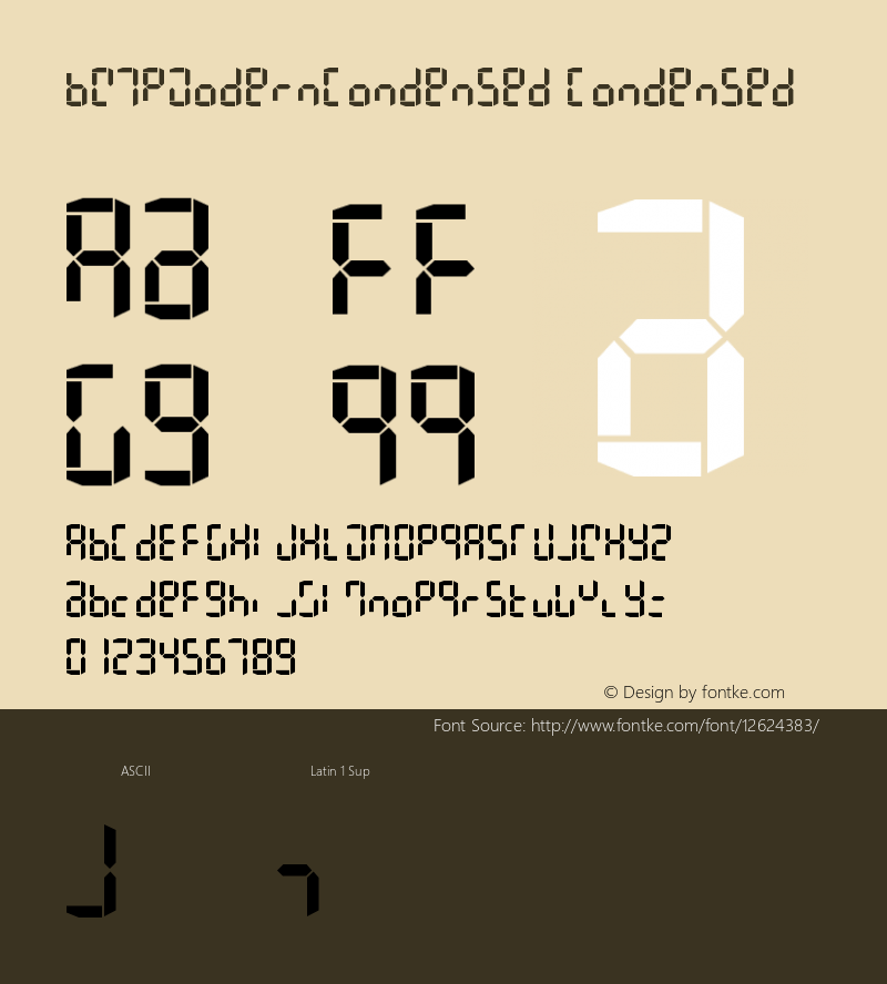 BW7pModernCondensed Condensed Version 001.000 Font Sample