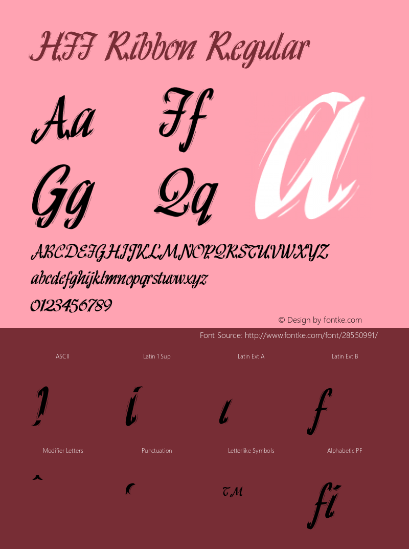 HFF Ribbon 2.019 | Free for personal, private and non-commercial use | fontfun@gmail.com Font Sample