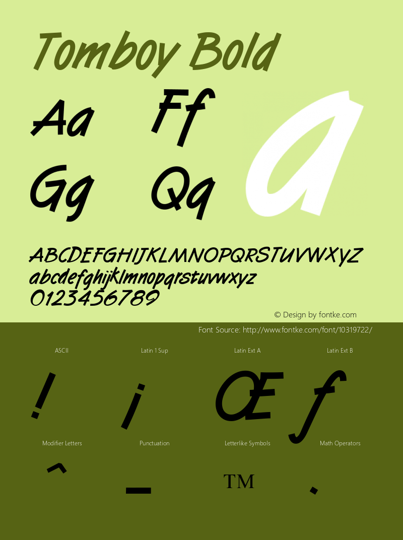 Tomboy Bold Version 001.000 Font Sample