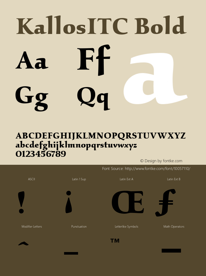 KallosITC Bold Version 1.00 Font Sample