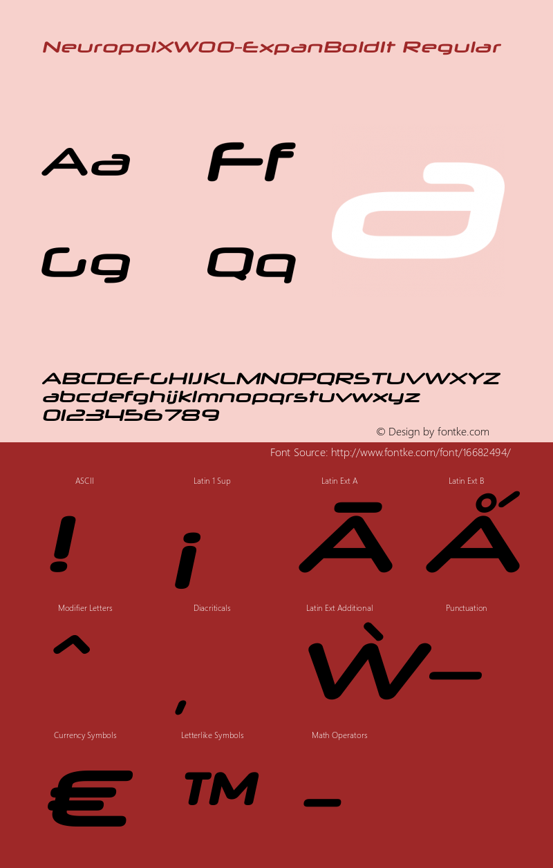 NeuropolXW00-ExpanBoldIt Regular Version 2.00 Font Sample