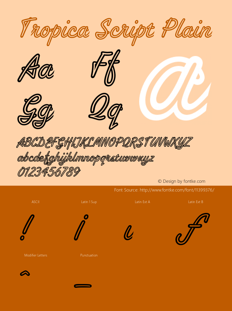 Tropica Script Plain Version 1.0 Font Sample