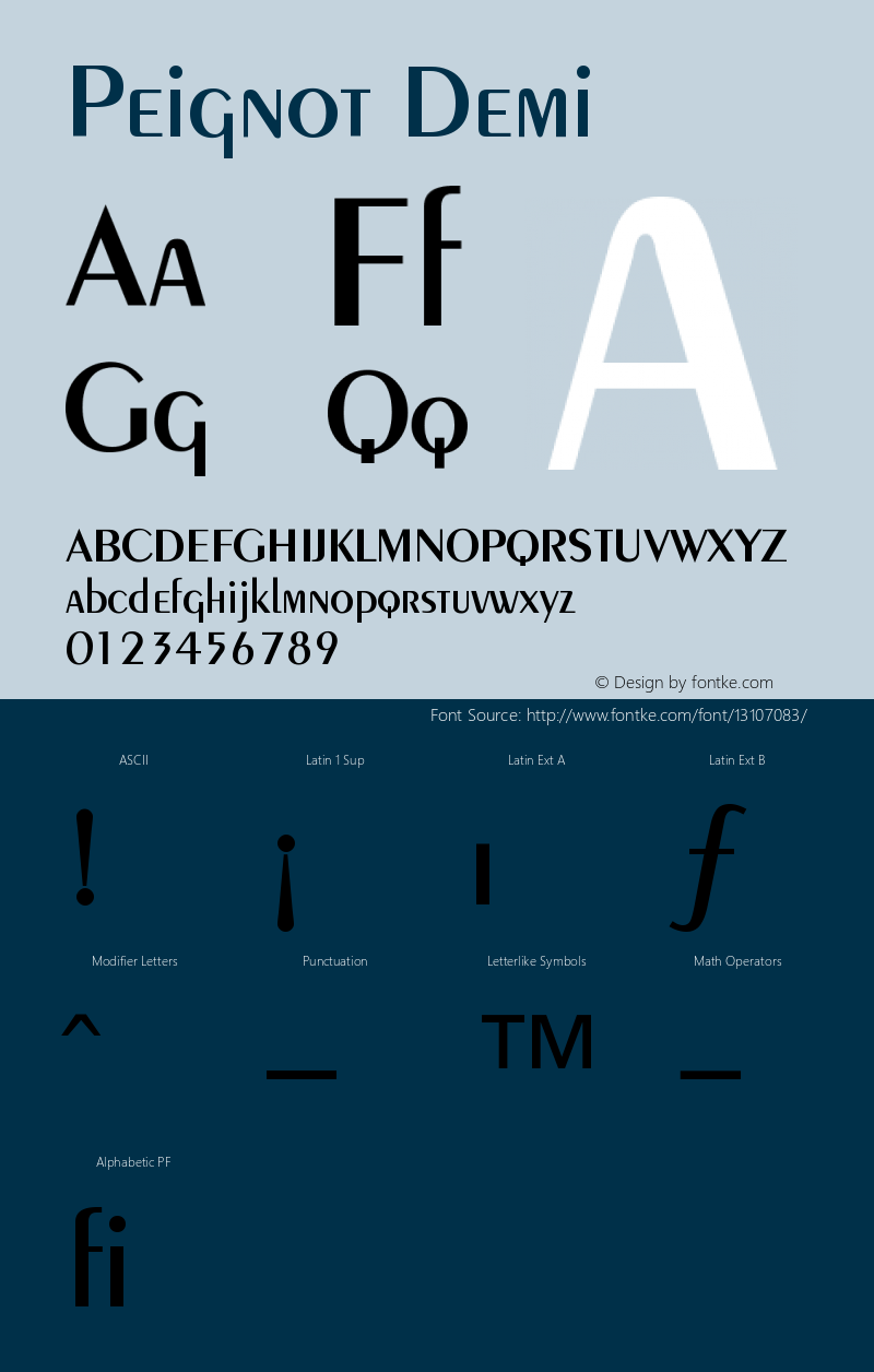 Peignot Demi Version 001.000 Font Sample