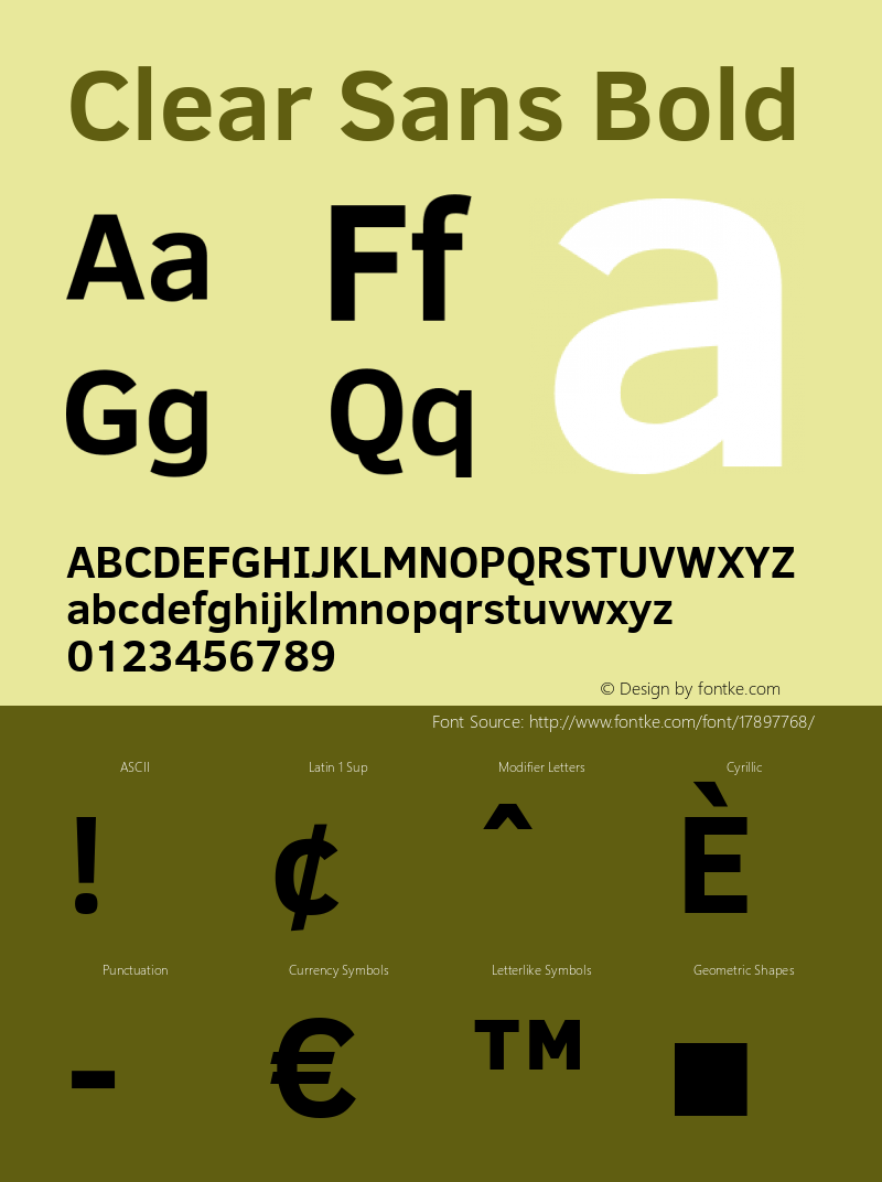 Clear Sans Bold Version 1.00 Font Sample