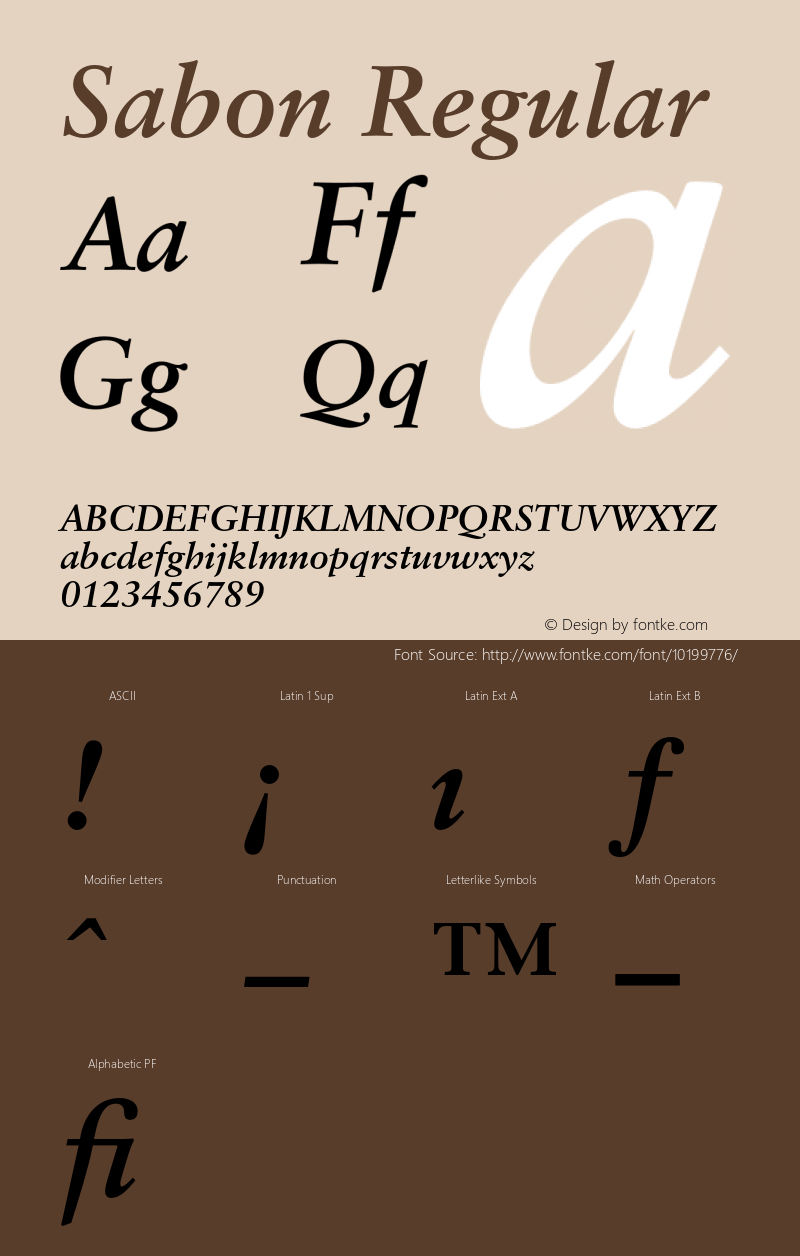 Sabon Regular 001.000 Font Sample